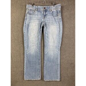 American Eagle Stretch Slim Boot Jeans Women 8S Blue Light Wash Low Rise #9